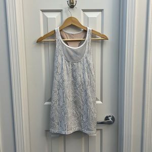 Lululemon White/Gray Snake Print Racer Back Tank Top Size 8